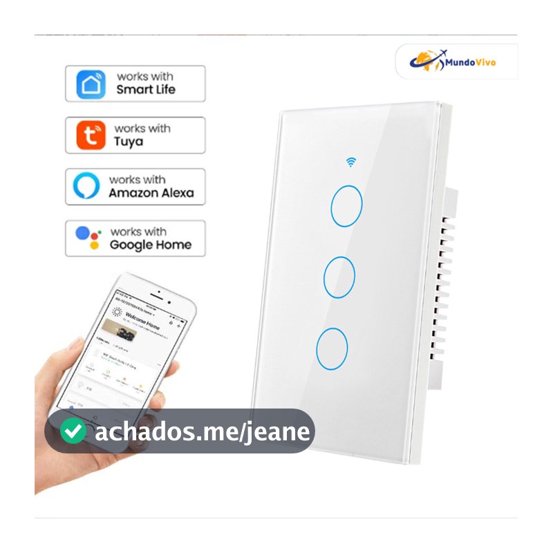 1 2 3 Botões Smart Interruptor Tomada WiFi Controle Seguro