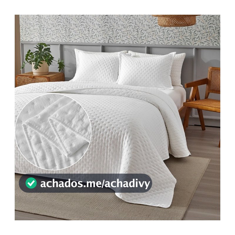 Kit Colcha Cobre Leito 3 Peças 300 Fios Ponto Cruz Macio e Elegante