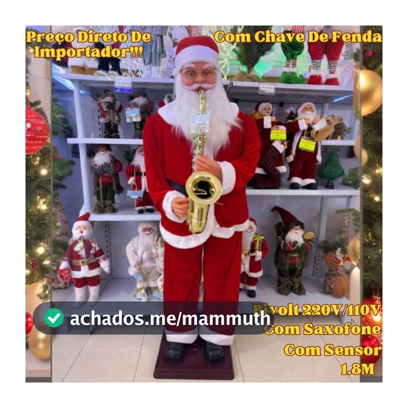 Papai Noel Com Saxofone 1,8M Bivolt 220V/110V Gigante Musical Com Sensor E Chave De Fenda