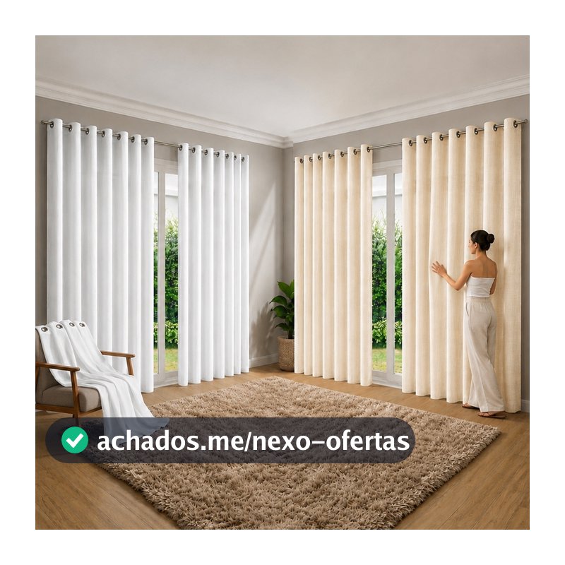 Cortina Roma Oxford Tecido Microfibra Sala Quarto Para Varão Simples Grande Ilhós 2m 3m 4m 5m 6m Janela Casa