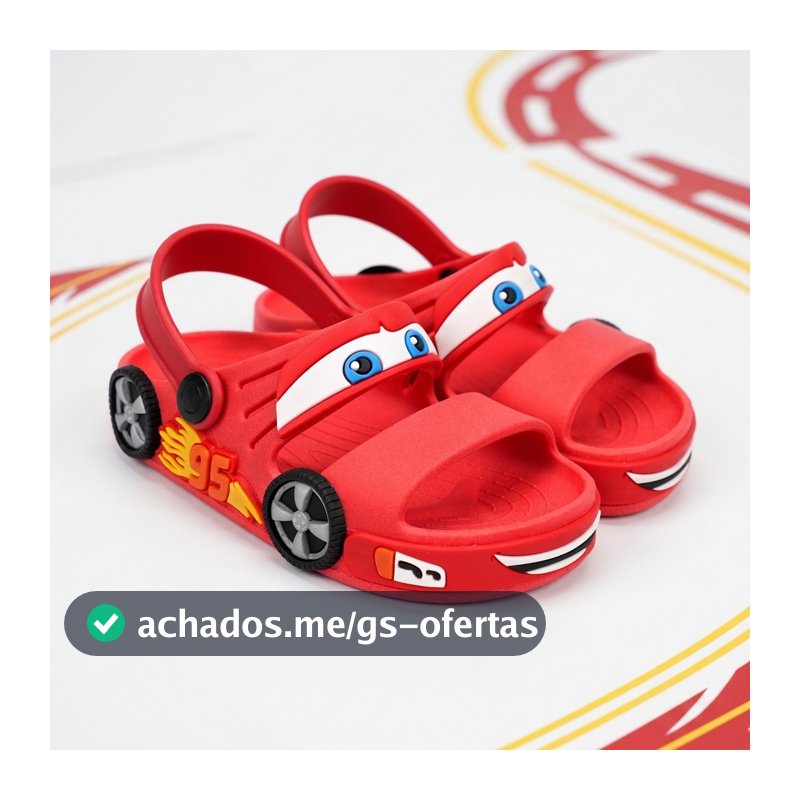 Sandália Papete Infantil Menino Carros Divertido Leve e Confortável