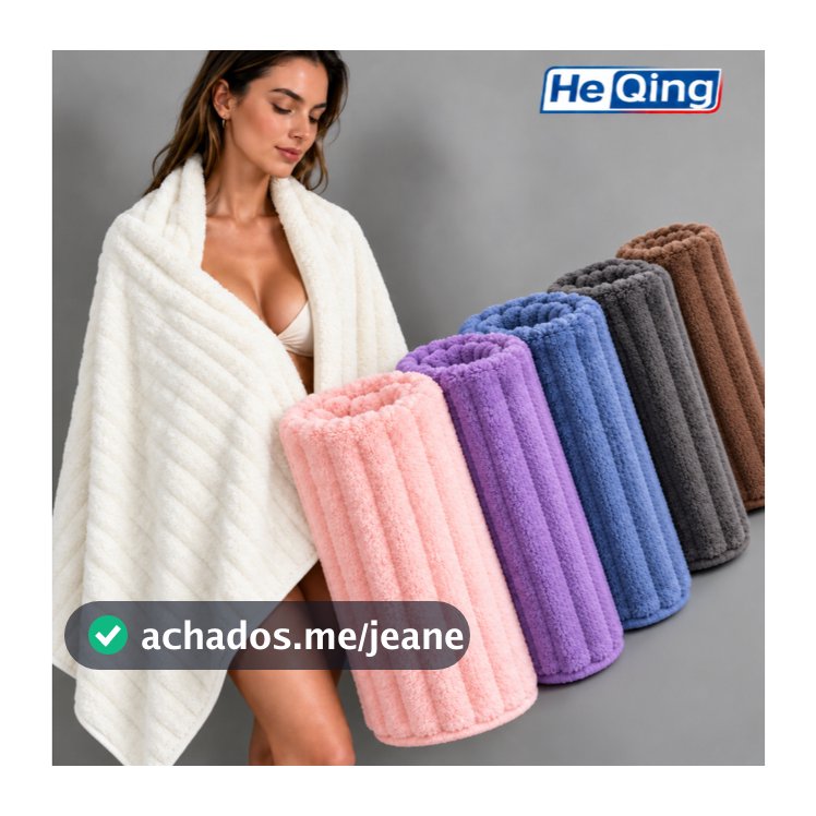 Toalha de Banho Premium Coral Fleece 70x140cm 280g Leve, arejada, absorvente e de secagem rápida