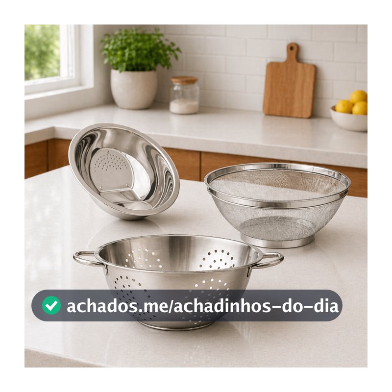 Kit Escorredores Inox em Aço Inoxidável – Resistente, Durável e Funcional