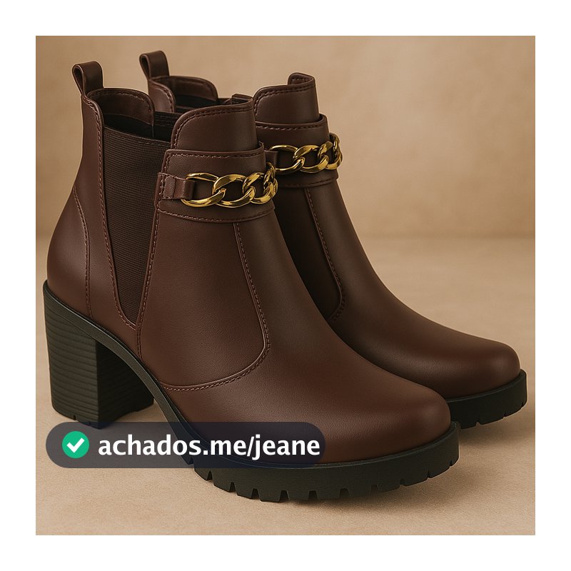 Bota Feminina Coturno Cano Curto Salto Médio Grosso Confortável Moda Corrente Promoção