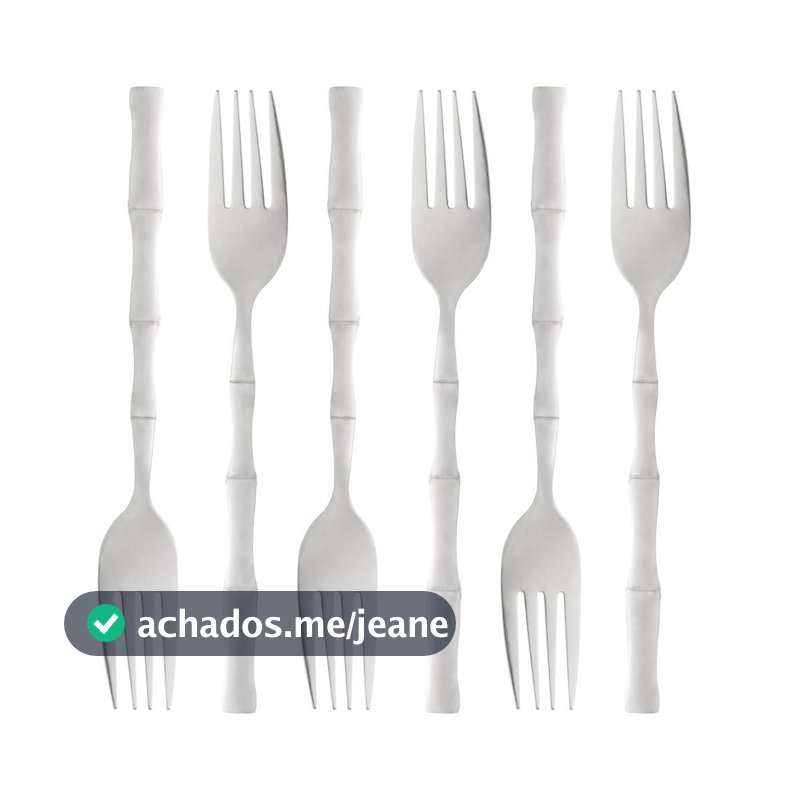 6 Garfos para Mesa Bambu Elegant de Aço Inox - Lyor