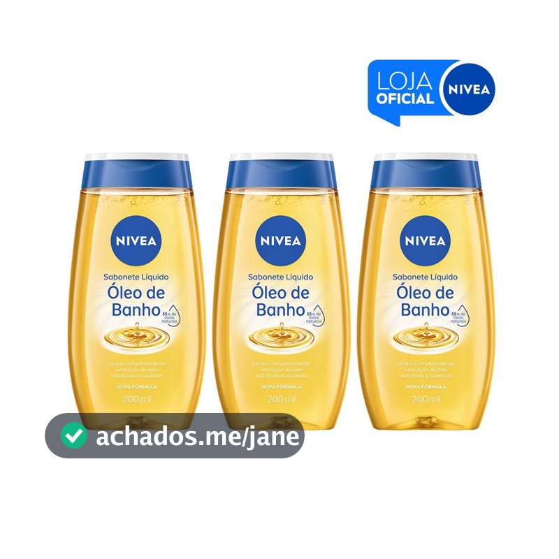 KIT - NIVEA Sabonete Líquido Óleo de Banho 200ml  - 3 unidades