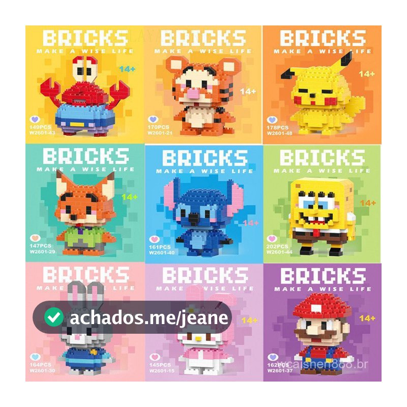 Série de brinquedos de montar em blocos de construção com personagens de desenho animado, adequada para o desenvolviment