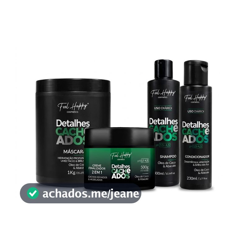 kit Completo Detalhes Cacheados Definidos Feel Happy