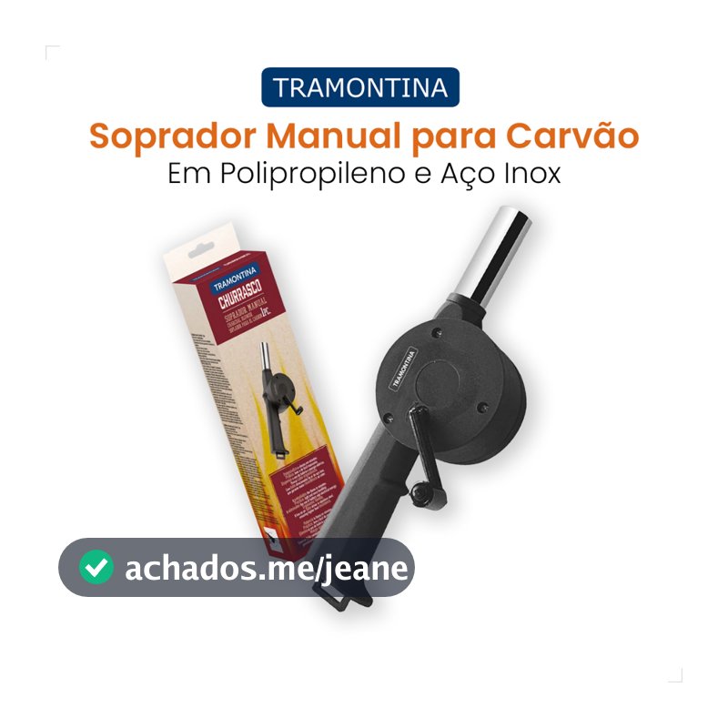 Soprador Acendedor Manual Tramontina Churrasqueira Carvão Aço Inox Portátil Lareira Pratico Acender