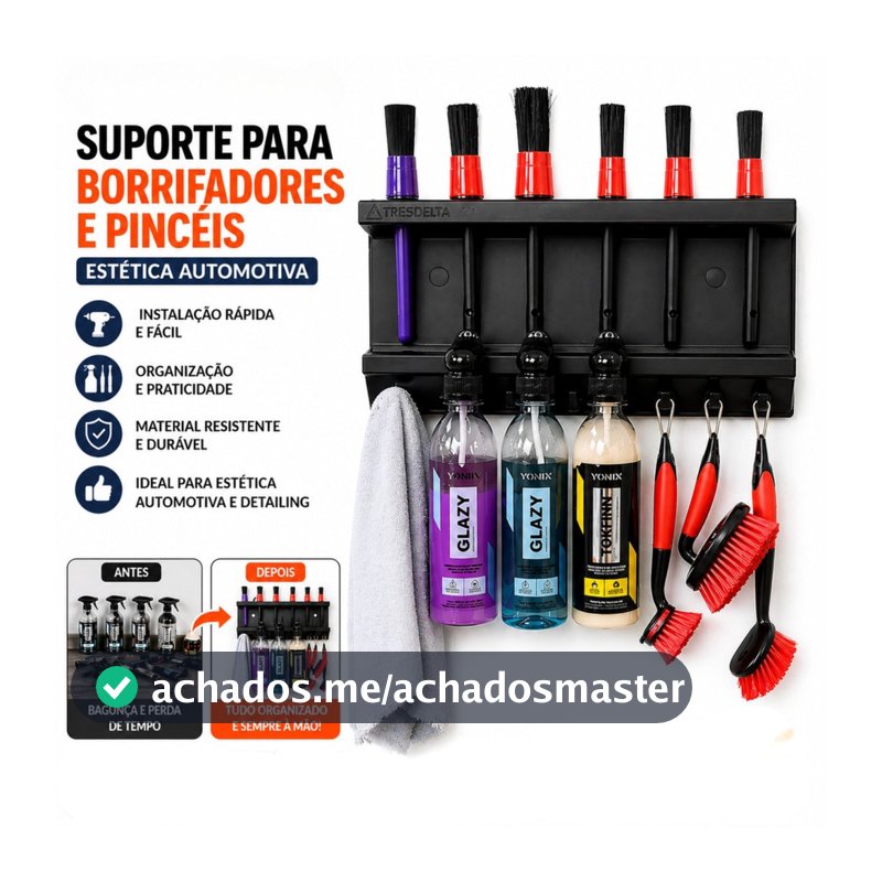 Suporte para Borrifadores e Pincéis Organizador Profissional Estética Automotiva Escovas Detailing