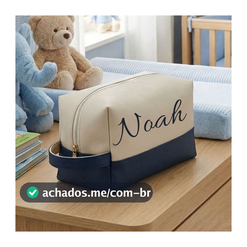 Bolsa Necessaire Azul Personalizado Nomes Bebês Meninos Maternidade