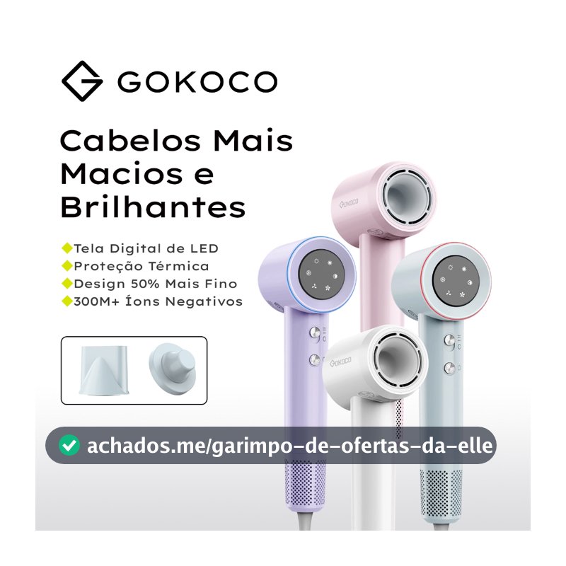 GOKOCO Secador de Cabelo de Alta Velocidade Secador de Cabelo Profissional 1500W Alta Velocida de 2Minutos Secagem Rápid