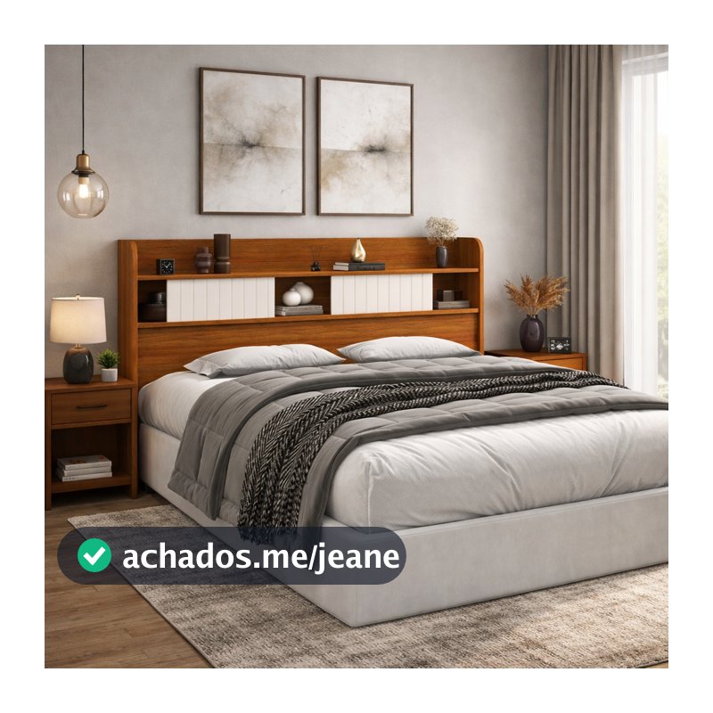 Cabeceira Dubai Queen Prateleiras Organizadoras Quarto Cama Moderna 100% MDF