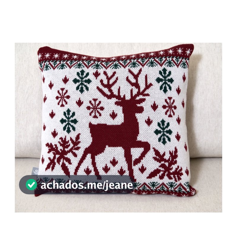 Capa de Almofada Natalina Tricot Rena Quadrada 45x45 Decorativa - 40075