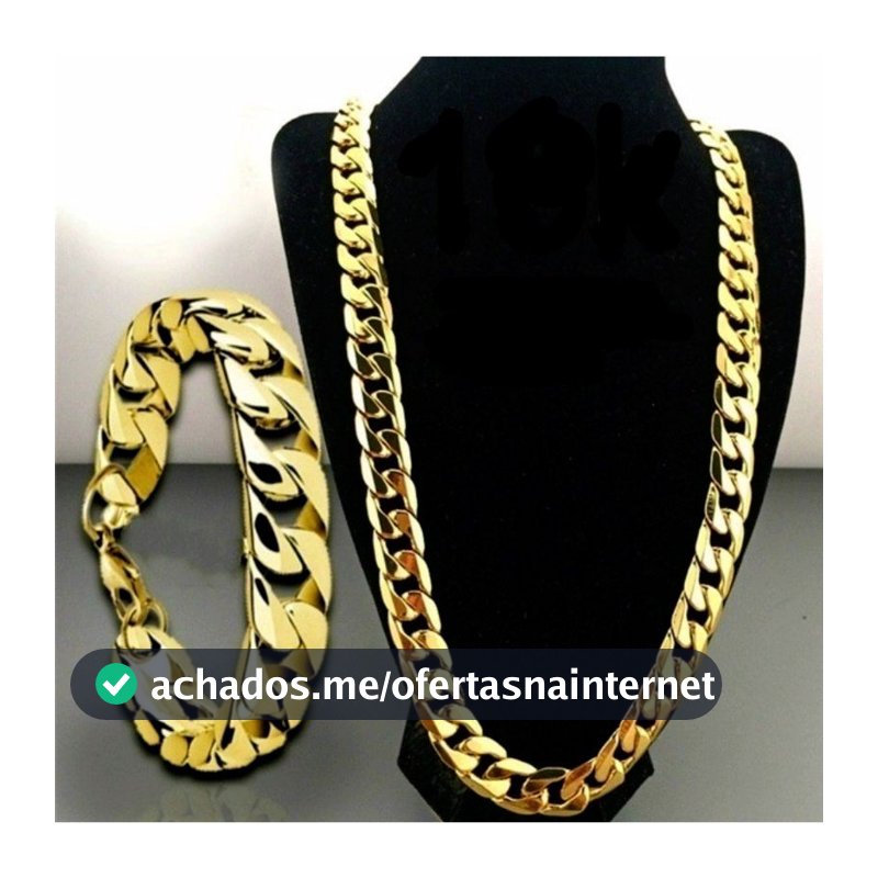 Kit Pulseira 22cm mais colar 18K aço inoxidável