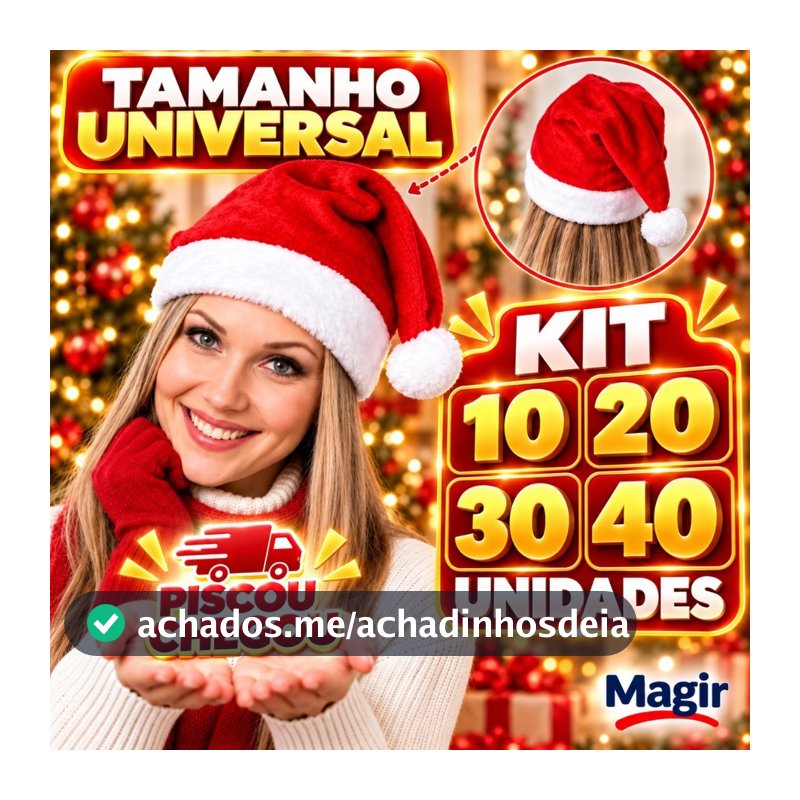 Gorro de Natal Papai Noel Luxo Decoração Árvore Enfeite Personalizado Premium Ideal Para Festas e Fotos