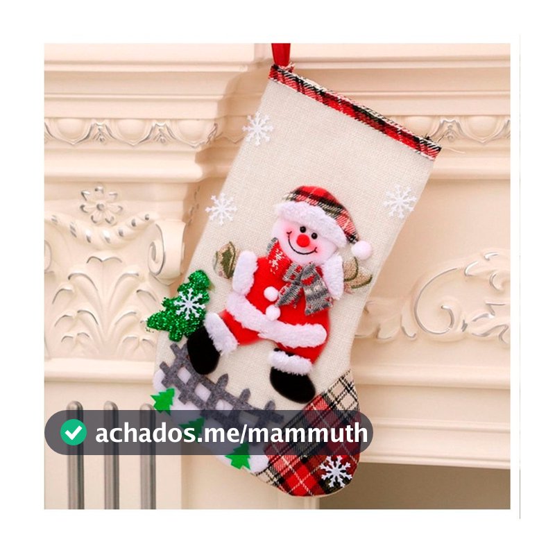 Bota Meia Natalina Decoração Boneco De Neve Em Feltro 30cm