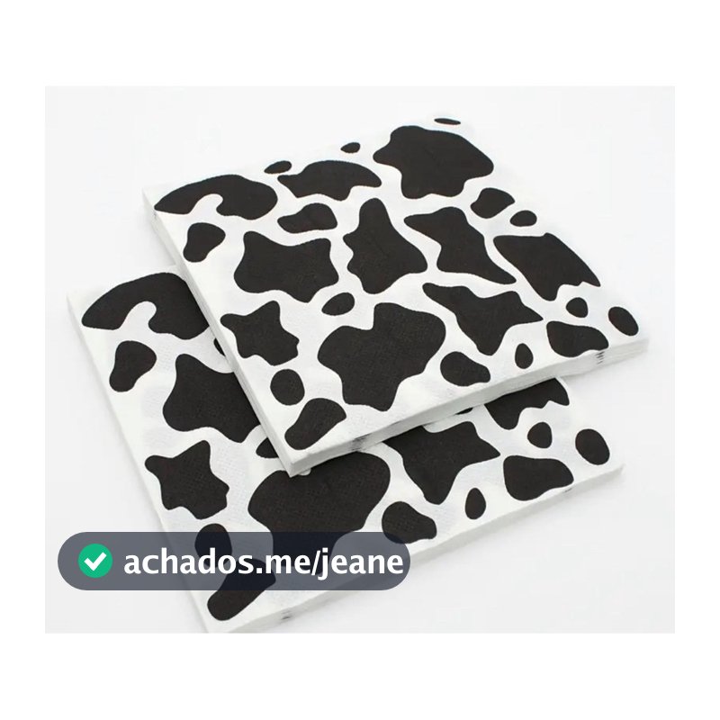 Kit 150 Guardanapo Vaquinha Papel Festa Fazendinha 20cmX22cm Guardanapo Manchas de Vaca Aniversário Fazenda Vaca Malhada