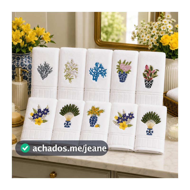 Toalha De Lavabo Luxo Bordada Algodão Premium Elegante