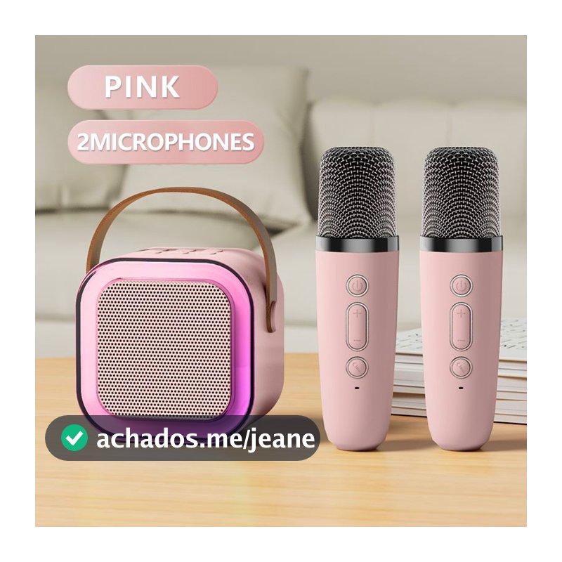 Caixa De Som C/ Microfones Alto-falante Bluetooth Karaoke com Microfone Luz ambiente RGB✨