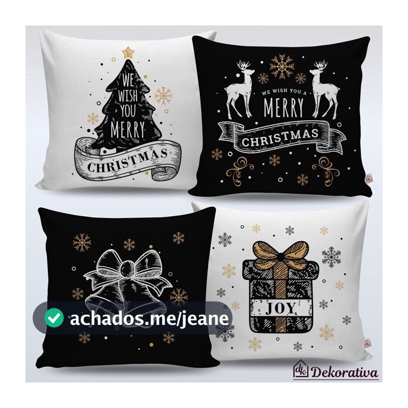 Kit 4 Capas para Almofadas Natalinas | Natal FarmHouse | Decoração Natal