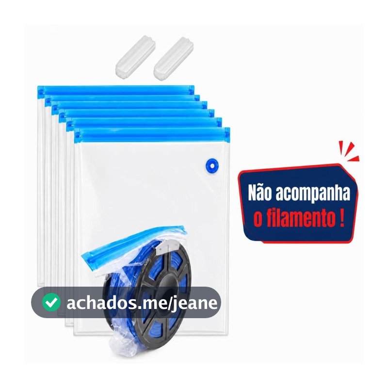Kit Saco à Vácuo Filamento 3D Reutilizável Anti-umidade PLA PETG TPU
