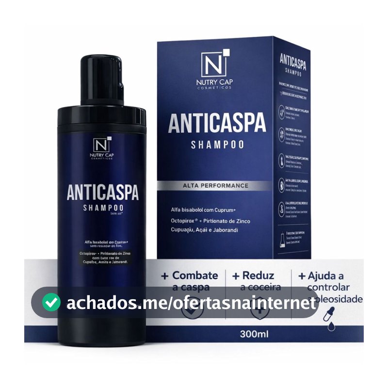 Shampoo Anticaspa Coceira Dermatite Seborreica Controle Caspa 300ml Nutry Cap