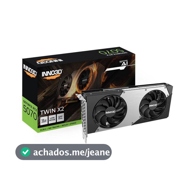 Placa de Video INNO3D GeForce RTX 5070 Twin X2, 12GB, GDDR7, 192-bit, N50702-12D7-195064N