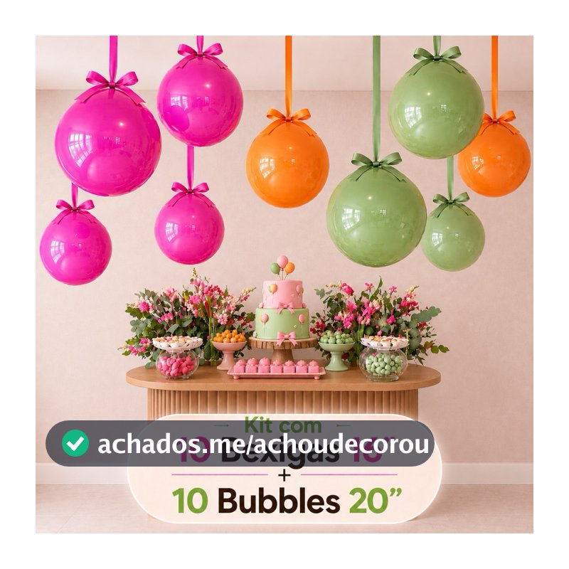 Kit 10 Balões 16 Polegadas+10 Balões Bubbles 20 Polegadas-Balões Teto-Bubble