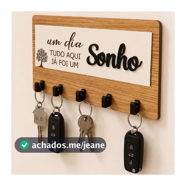 Porta Chaves Decorativo Para Parede em MDF 05 Ganchos