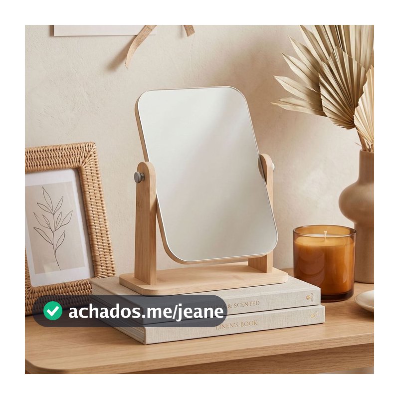 Espelho Giratorio com Suporte para Mesa 18cm x 8cm x 21cm Bambu - Lyor