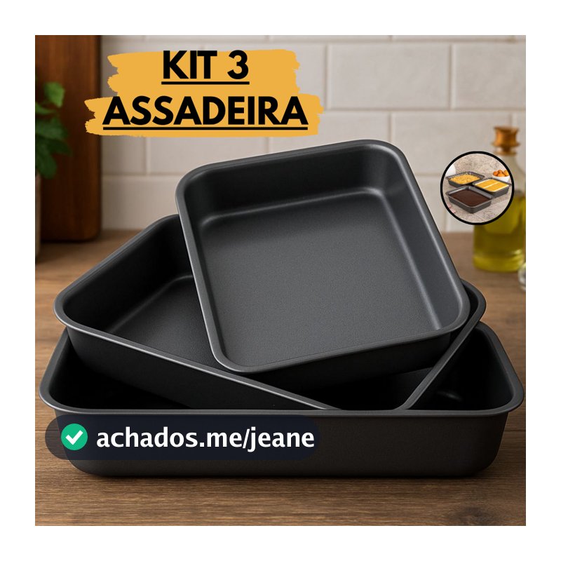 Kit Forma Assadeira Antiaderente Bolo Lasanheira Torta Sobremesa Forno Confeitaria Gourmet Cozinha