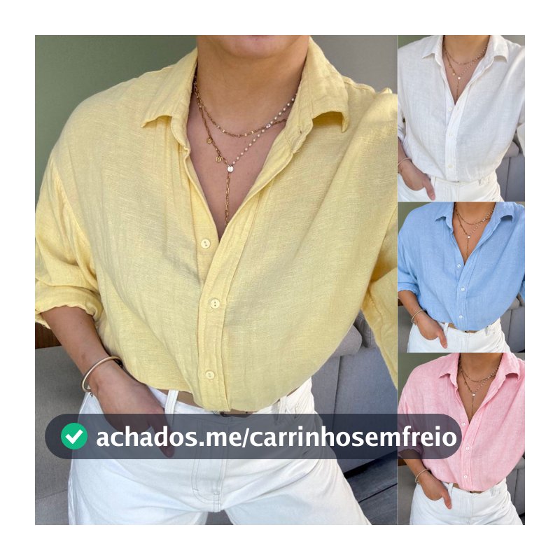 Camisa Social Alfaiataria Feminina de Linho verao 2026 Elegante Algodao