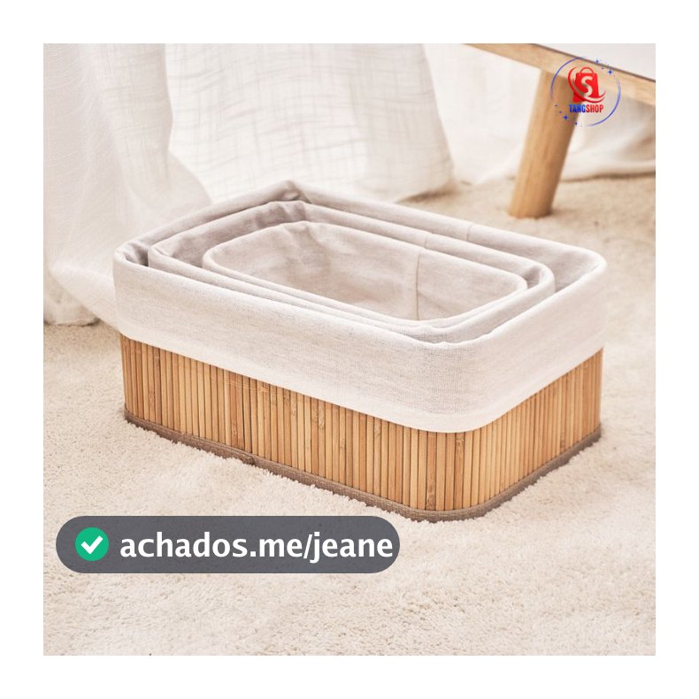 Conjunto De Cestos De Bambu Lavanderia Multiuso Organizador De Roupas