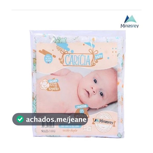 Kit 5 unidades Fralda de Bebê Enchoval Pano 100% algodão Minasrey Menio ou Menina