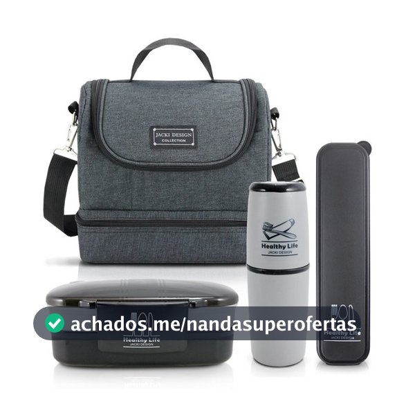 Kit Bolsa Térmica 2 Andares, Marmita, Porta Talheres E Porta Escova - Jacki Design