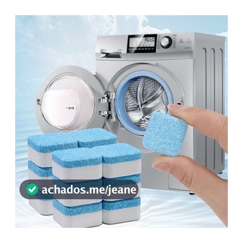 KIT 6/12/24 Pastilhas para Limpeza de Máquinas de Lavar Roupas Efervescentes Multifuncional