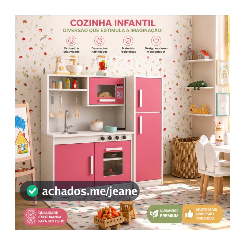 KIT COZINHA INFANTIL COMPLETO COM GELADEIRA ENCANTO