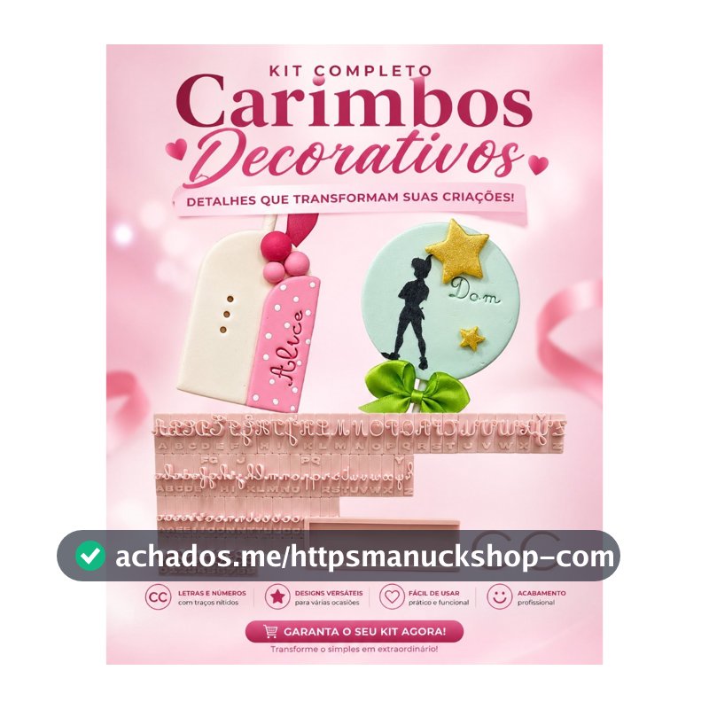 Kit Carimbo Alfabeto Completo Marcador 2 + Números e Régua - brigadeiro letras doces carimbo alfabeto confeitaria