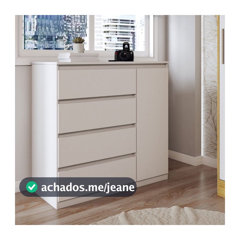 Cômoda Luna 1 Porta 4 Gavetas Branco Neve - Panorama Móveis