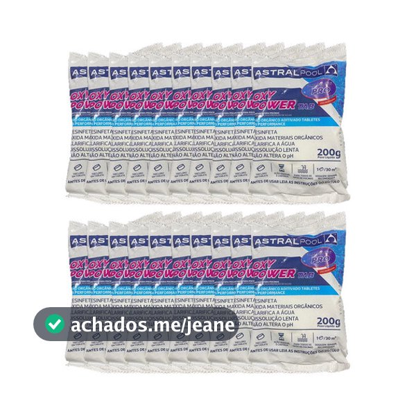 Kit 20 Pastilhas Oxy Power Tab Pro Limpeza e Clarificação para Piscinas