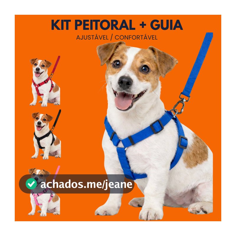 Conjunto Peitoral com Guia para Cachorro Ajustável – Peitoral Regulável Confortável P M G