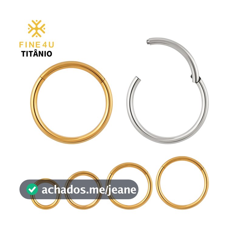 FINE4U Piercing Nariz Orelha Titânio 6-12mm Click PVD Segmentada Hipoalergênico