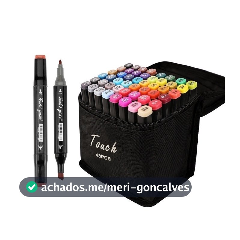Kit 48 peças Caneta Marcadora Com estojo Ponta Grossa e Fina Aquarela papelaria Escolar Escritório