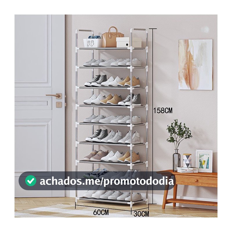 Prateleira Sapateira 9 Andares De Metal E Plastico Organizador Multiuso Prata Para Sapatos Calçados a