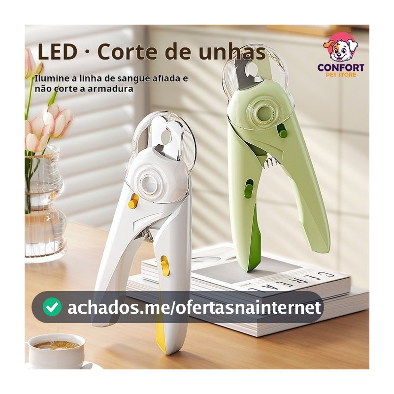 Cortador de Unha Pet com Luz LED e Trava de Segurança Cortador De Unhas Para Cães e Gatos Kit Alicate e Lixa Com Luz