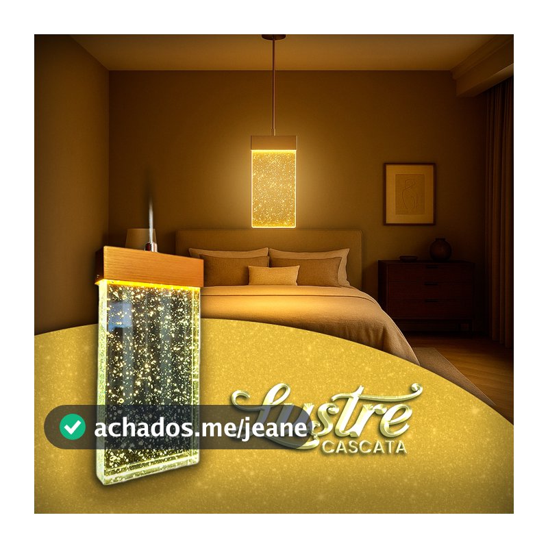 Lustre Pendente LED Cristal Cascata 7W 3 Cores Luxo Moderno Ajustável 2m