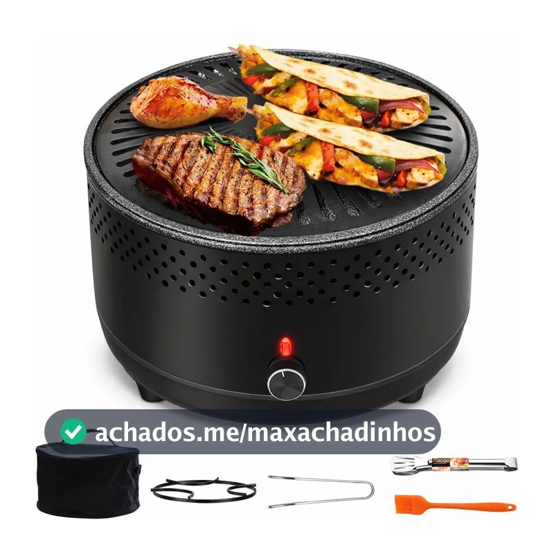Churrasqueira Portátil A Carvão Biscuitt Steak Master Smoke & Fire USB Com Bag
