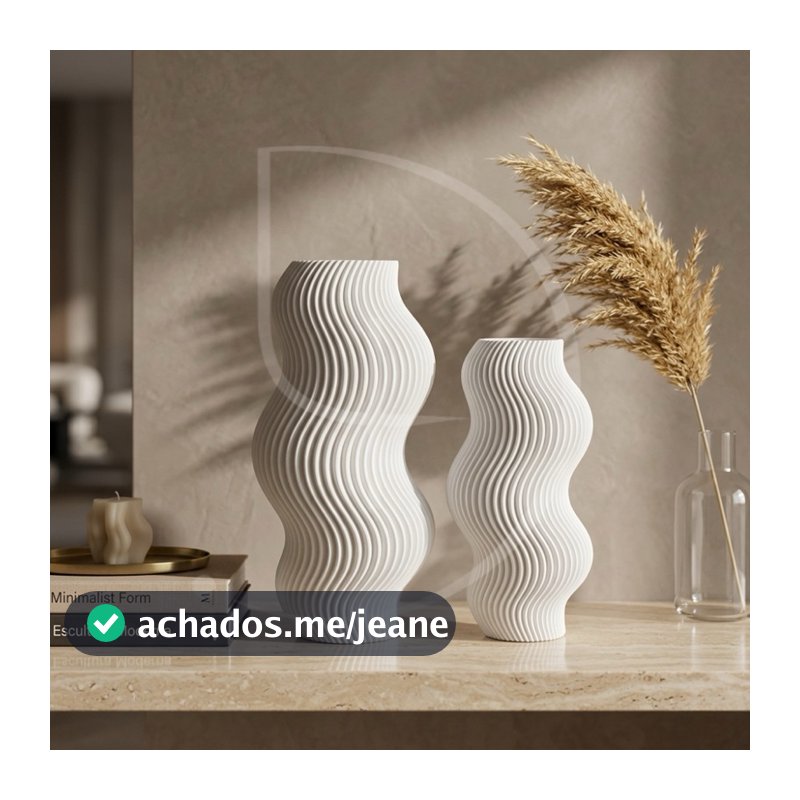 Kit 2 Vasos Decorativos Ondulados Para Sala, Quarto, Cozinha Impressão 3D