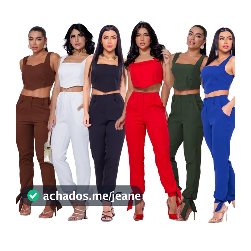 Conjunto Feminino Alfaiataria Cropped e Calça Jogger Social Cintura Alta Elegante 2026
